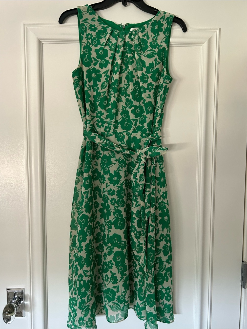 Eliza JGreen Floral Tie-Waist Midi Dress